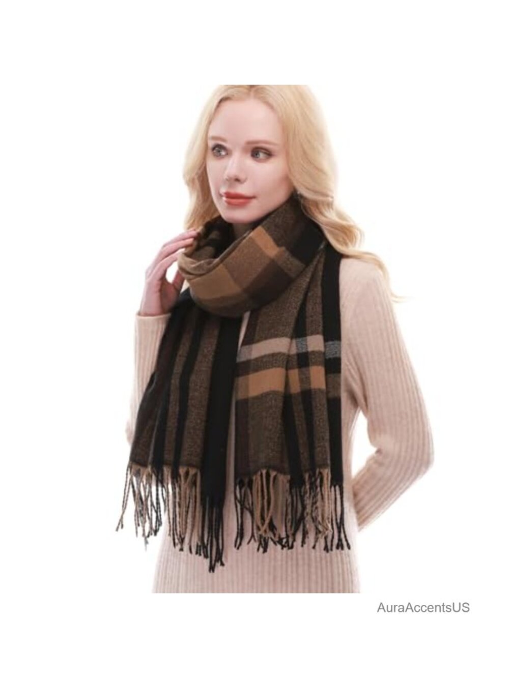 Plaid Pashmina Scarf Shawl Wrap for Women Large Oversized Fall Winter